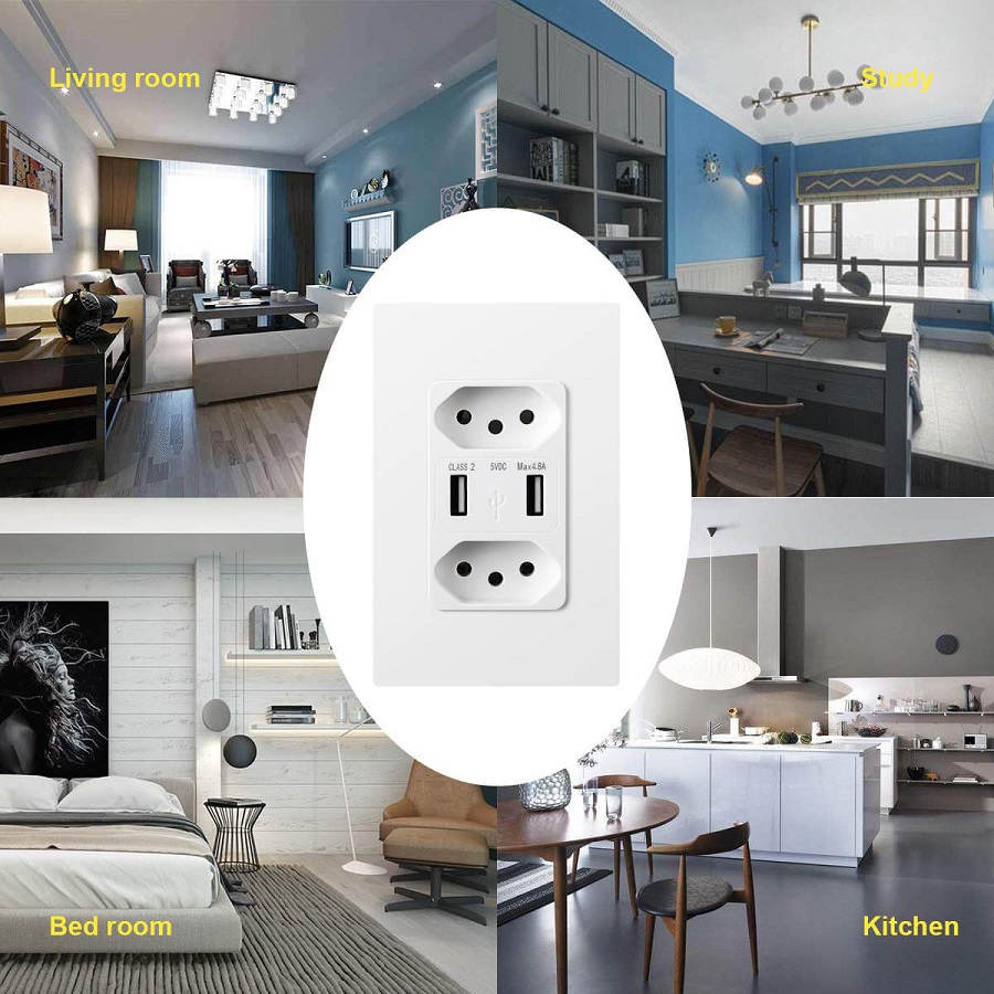 Brazil USB Wall Socket 5V 4.8A