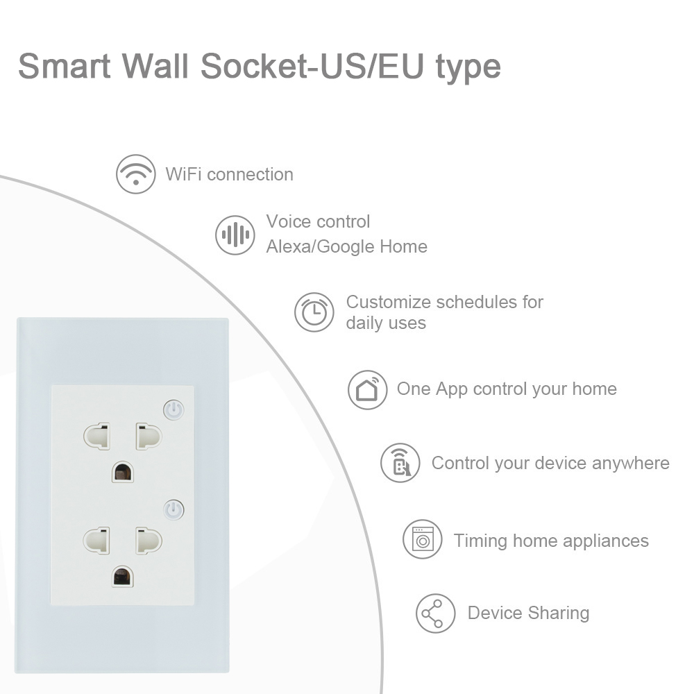 Tuya Smart WiFi Double Wall Power Socket Tuya Smart WiFi Double Wall Power Socket