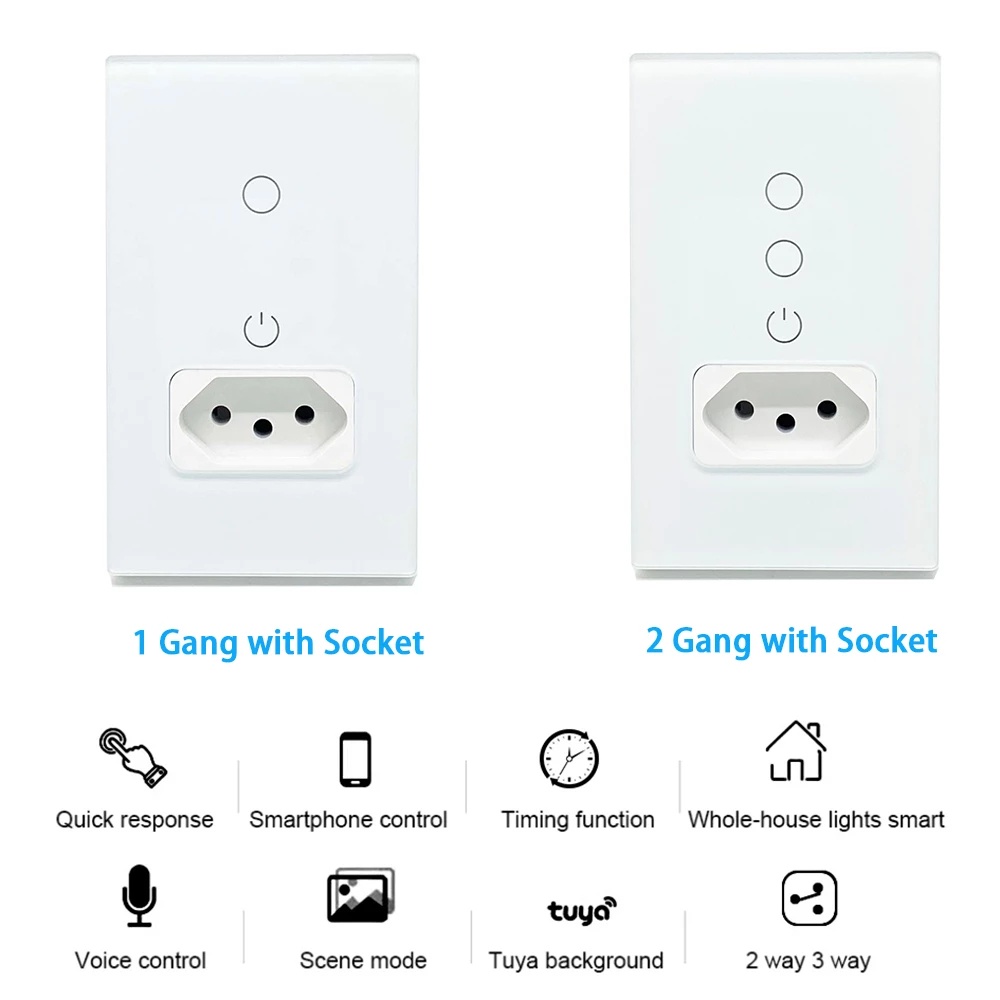 Brazil Smart Light Switch Socket Combo KS-BR10AS1 Brazil Smart Light Switch Socket Combo KS-BR10AS1