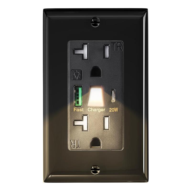US PD 20W Fast Charging Night Light USB Outlet